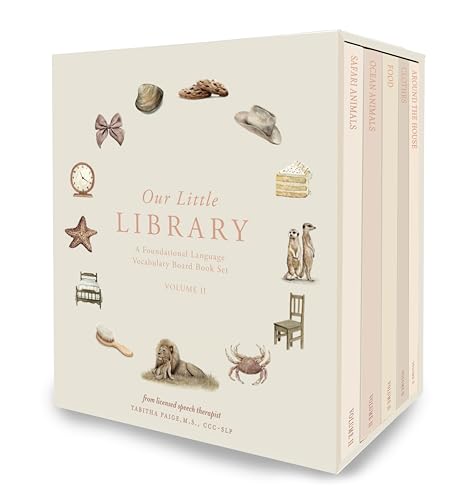 Our Little Library Vol. 2: First 100 Words Board Book Box Set, including Ocean Animals, Safari Animals, Food and Drink, Clothes, and Around the House (Tabitha Paige Children's Book Series)