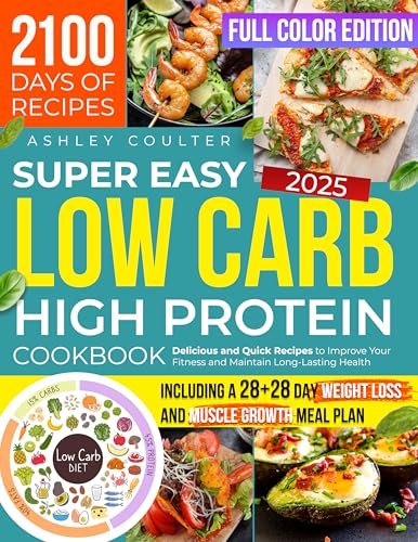 Super Easy Low Carb High Protein Cookbook: Delicious and Quick Recipes to Improve Your Fitness and Maintain Long-Lasting Health, including a 28+28 Day Weight Loss and Muscle Growth Meal Plan (Kindle Edition)