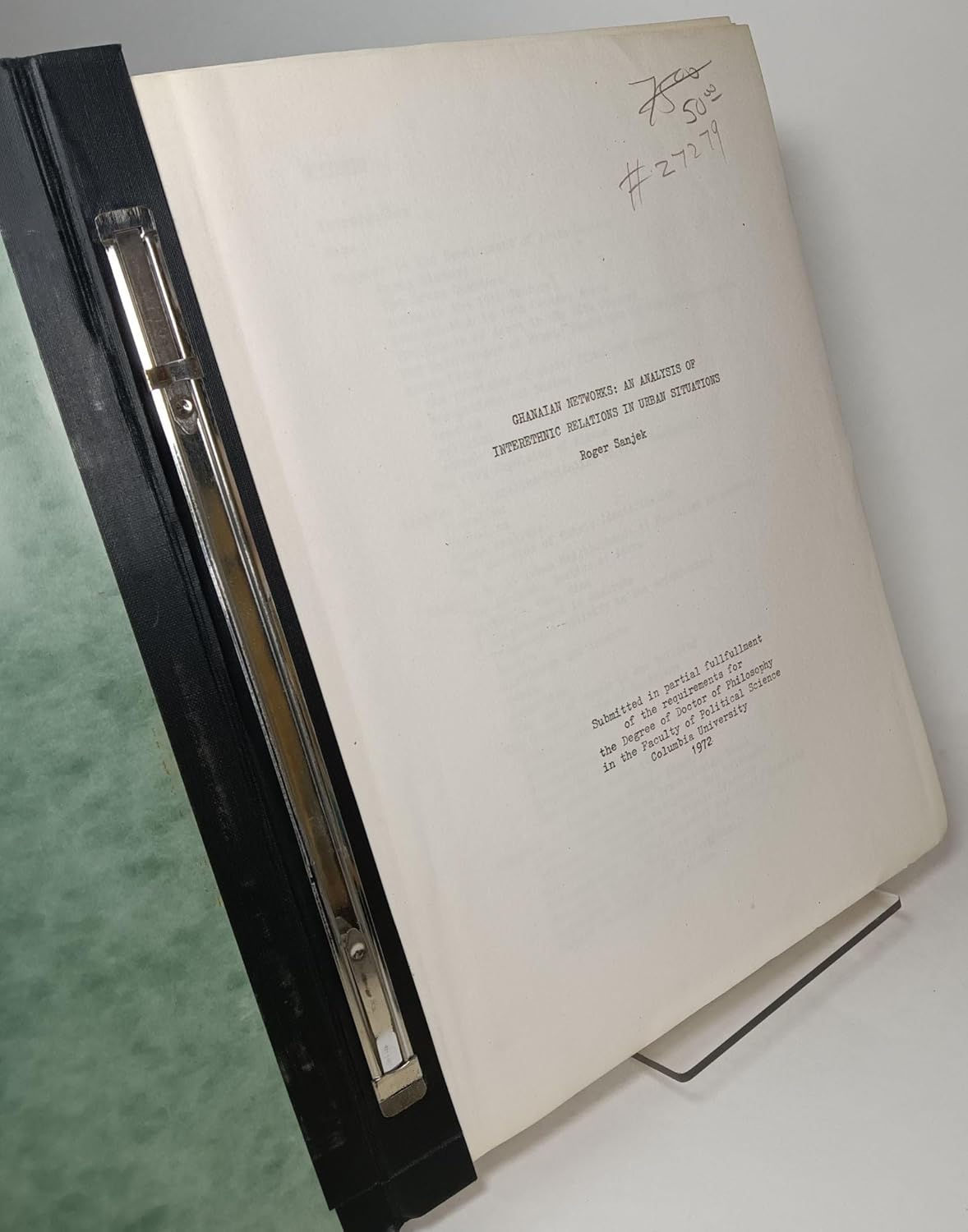 Ghanaian Networks an Analysis of Interethnic Relations in Urban Situations