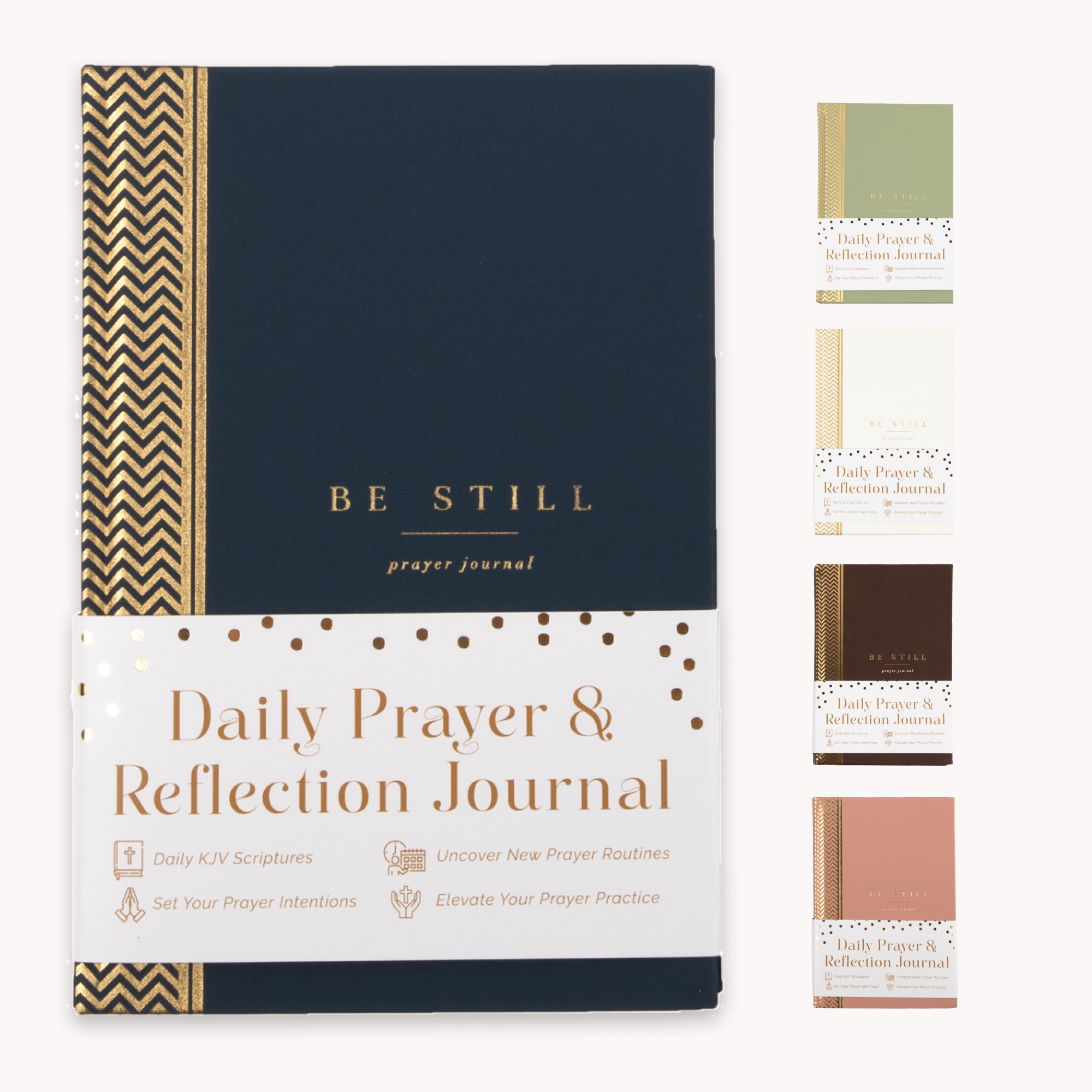 The Daily Prayer Journal: Daily KJV Scriptures for Men and Women | 5.5x8" Bible Study & Prayer Tracker Tool | Ultimate Gift for Christian Men and Women’s Spiritual Growth & Reflection (Navy Blue Chevron)