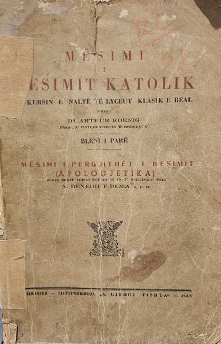 Mësimi i mësimit katolik : për kursin e naltë të lyceut klasik e real : bleni i parë