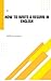 How to Write a Resume in En...