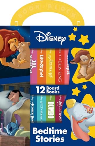Disney Lion King, Lilo & Stitch, and More! – Bedtime Stories My First Library Board Book Block 12-Book Set - First Words, Alphabet, Numbers, and More! - PI Kids (Board Book)