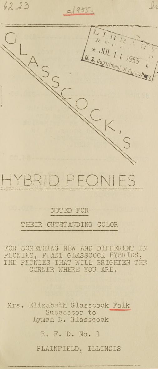 Glasscock's Hybrid Peonies (Unknown Binding)