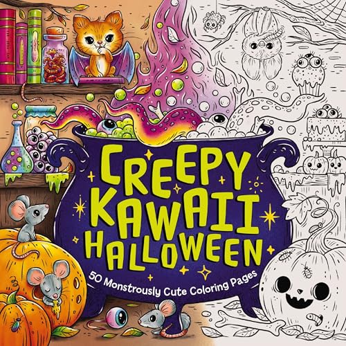 Creepy Kawaii Halloween: 50 Monstrously Cute Coloring Pages (Paperback)