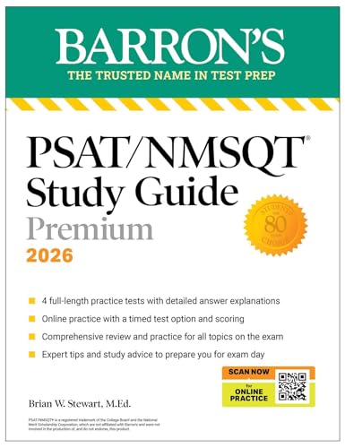 PSAT/NMSQT Study Guide Premium, 2026: 2 Practice Tests + Comprehensive Review+ 200 Online Drills (Barron's Test Prep)