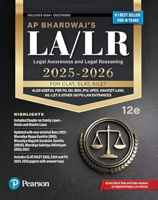 LA/LR Legal Awareness and Legal Reasoning (2025-26) | For CLAT, SLAT, AILET Also Useful for PU, DU, BHU, IPU, UPES, MAH (CET-LAW), ALL-LET & Other UG/PG ... Laws - Hindu and Muslim Laws | 12th Edition