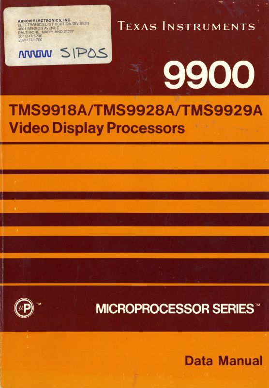 TMS9918A/TMS9928A/TMS9929A Video Display Processors (Data Manual)