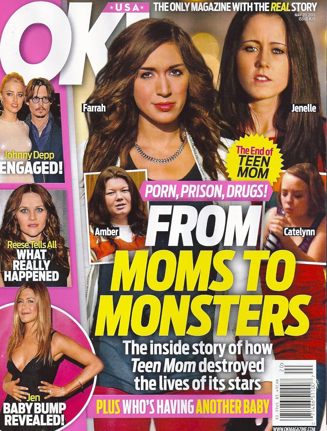 Farrah Abraham, Jenelle Evans, Amber Portwood, Catelynn Lowell, Teen Mom, Johnny Depp, Reese Witherspoon - May 20, 2013 OK! Magazine