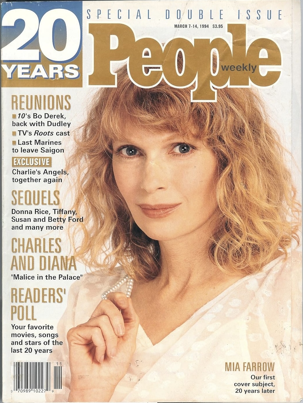 People Weekly Magazine March 7, 1994, 20 Years Mia Farrow, Charlie's Angels Farrah Fawcett, Jaclyn Smith, Kate Jackson