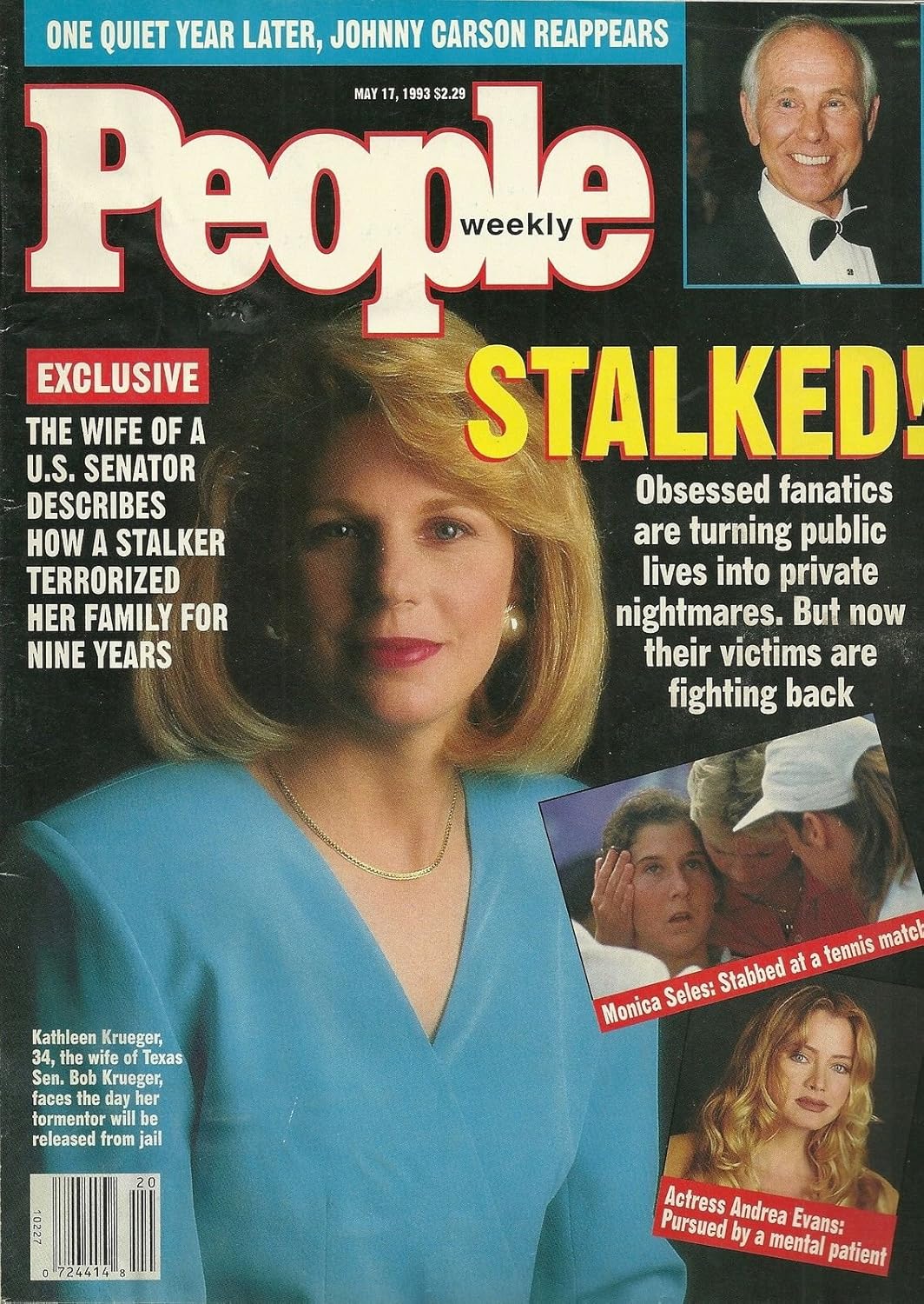 People Weekly Magazine May 17, 1993 Kathleen Krueger, Monica Seles and Andrea Evans, Johnny Carson, Cher