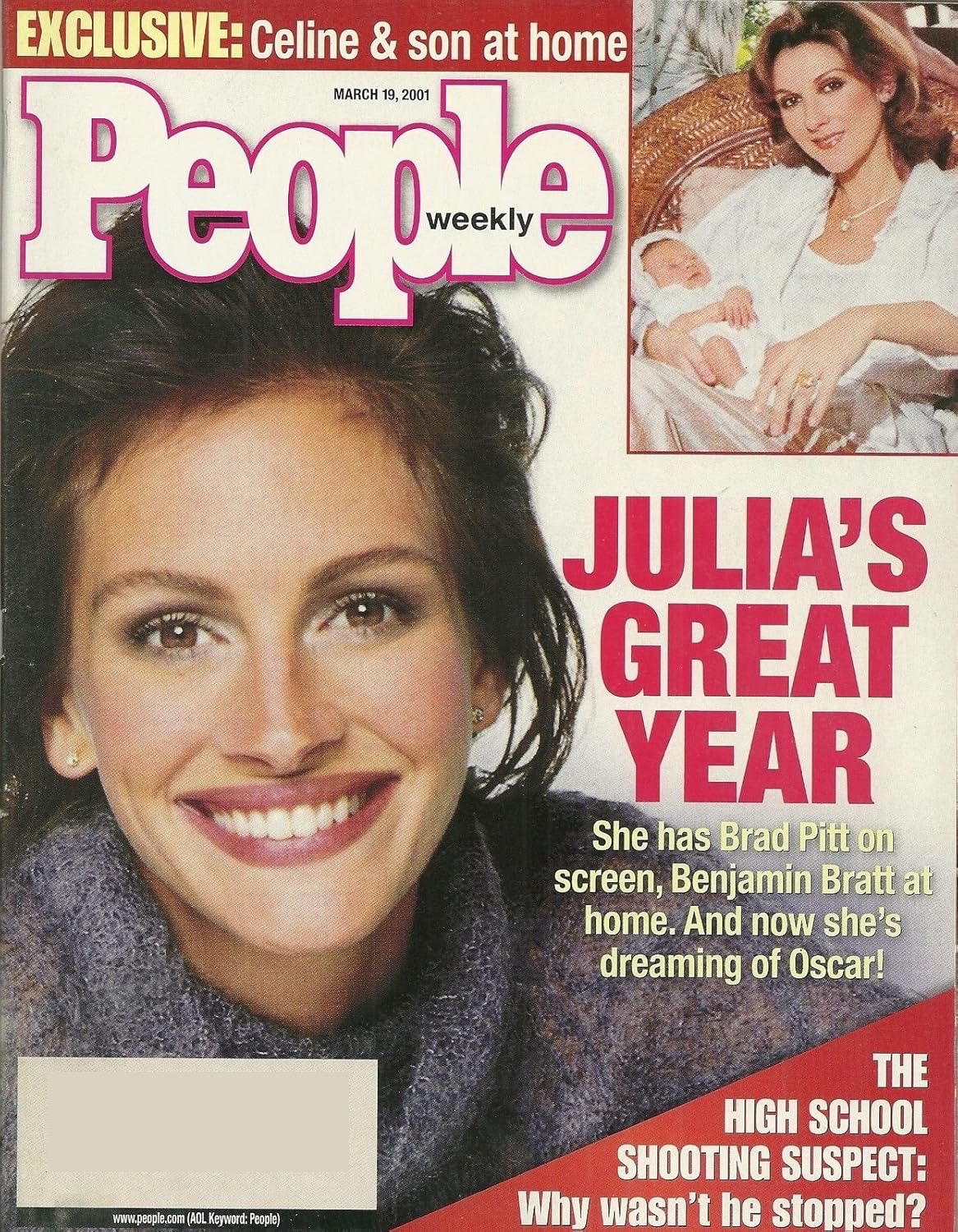 People Weekly Magazine March 19, 2001 Julia Roberts, Celine Dion, Michael Jackson, Julianne Moore