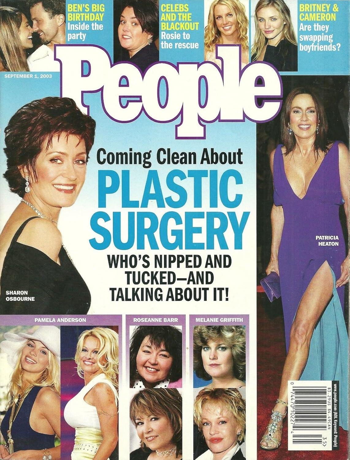 People Magazine September 1, 2003 * PLASTIC SURGERY * Sharon Osbourne, Patricia Heaton, Ben Affleck, Britney Spears