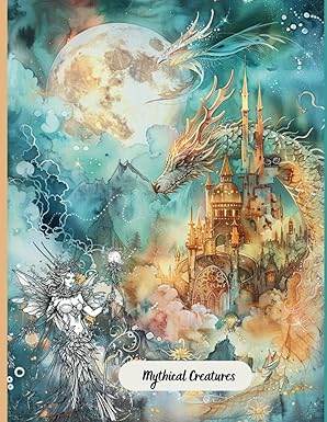 Mythical Creatures: Coloring Book for Adults and Teens, Color Your Own Kawaii Fantasy Creatures, Dragons, Fairies, and Castles for Relaxation and Stress Relief