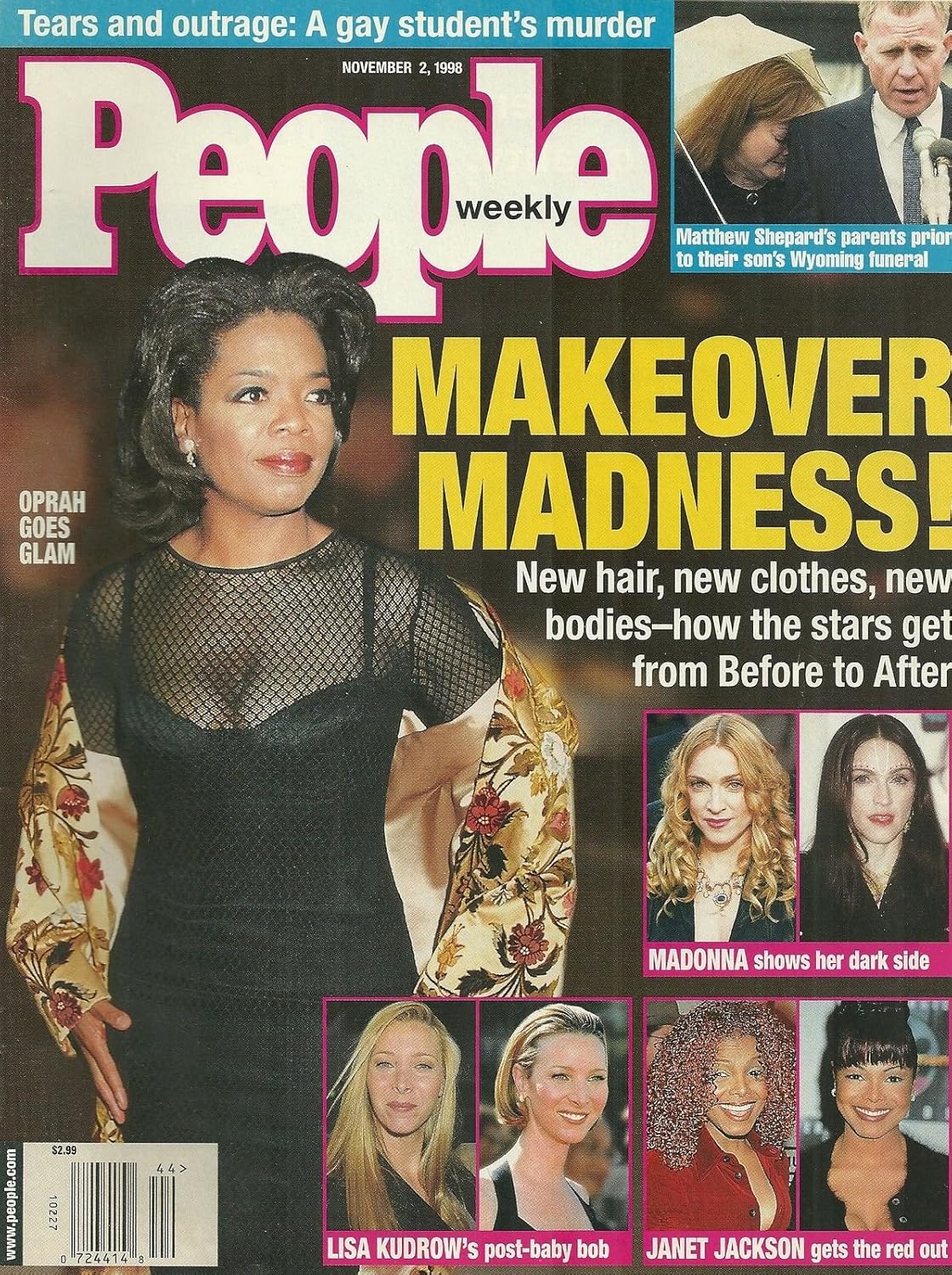 People Weekly Magazine November 2, 1998 Oprah Winfrey, Madonna, Janet Jackson, Lisa Kudrow, Matthew Shephard