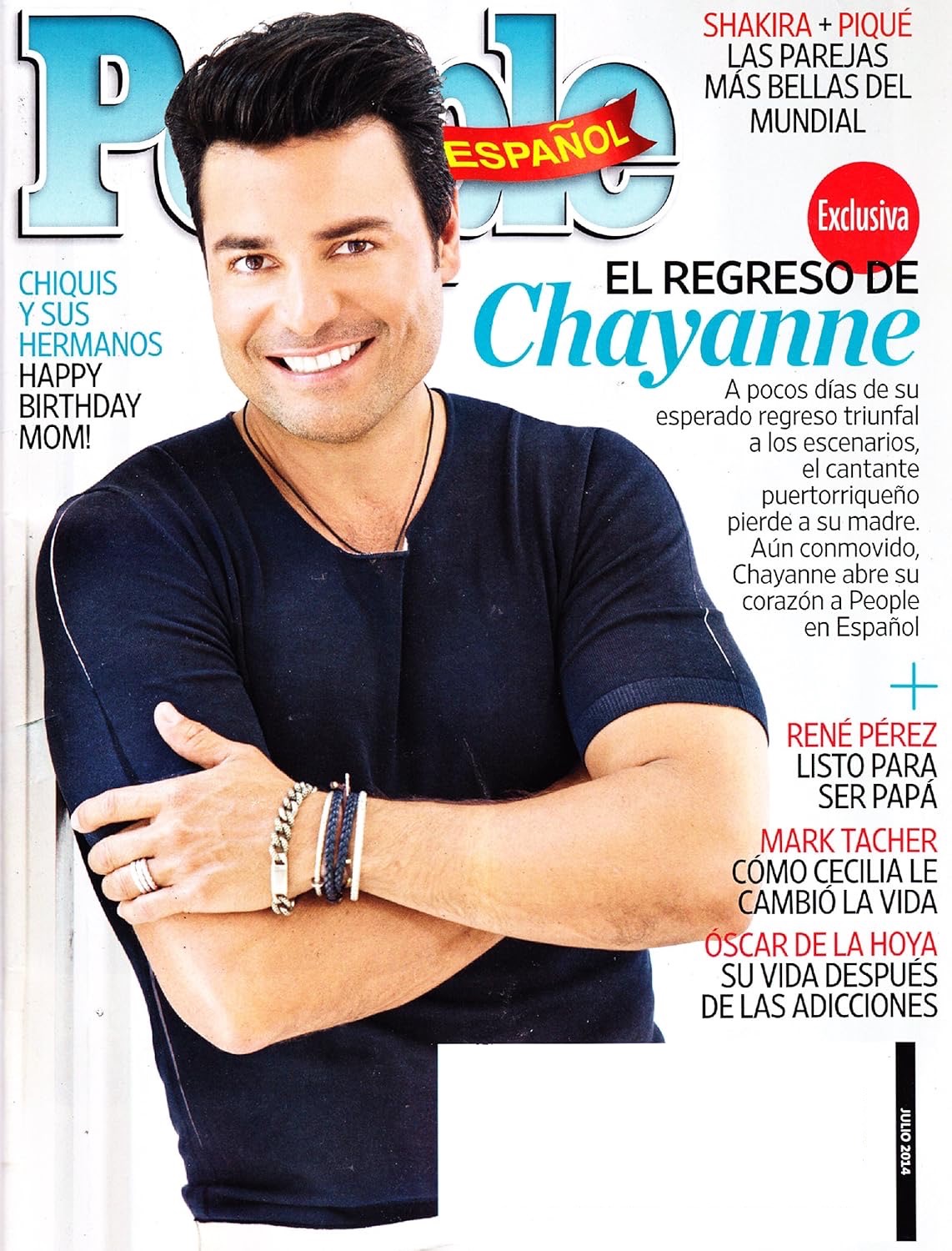 Chayanne, Rene Perez, Mark Tacher, Oscar De La Hoya - Julio/July, 2014 People En Espanol Magazine/Periodico
