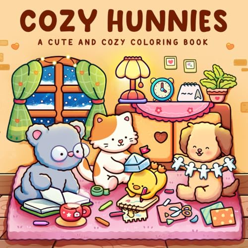 Cozy Hunnies: Coloring Book for Adults and Teens Featuring Cute and Bold Designs of Fuzzy Animals Characters and Hygge Moments for Relaxation (Paperback)