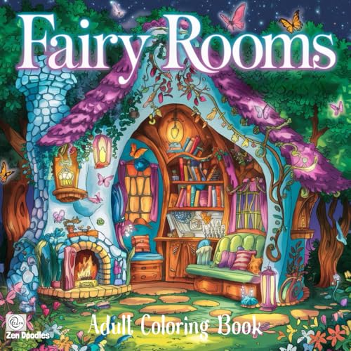 Fairy Rooms Adult Coloring Book: 50 Magical Illustrations of Rooms Inside Fairy Houses (Paperback)