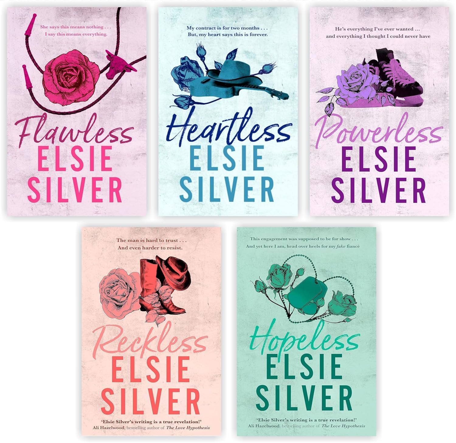Elsie Silver Collection Chestnut Springs Series 5 Books Set (Heartless, Reckless, Powerless, Hopeless & Flawless)