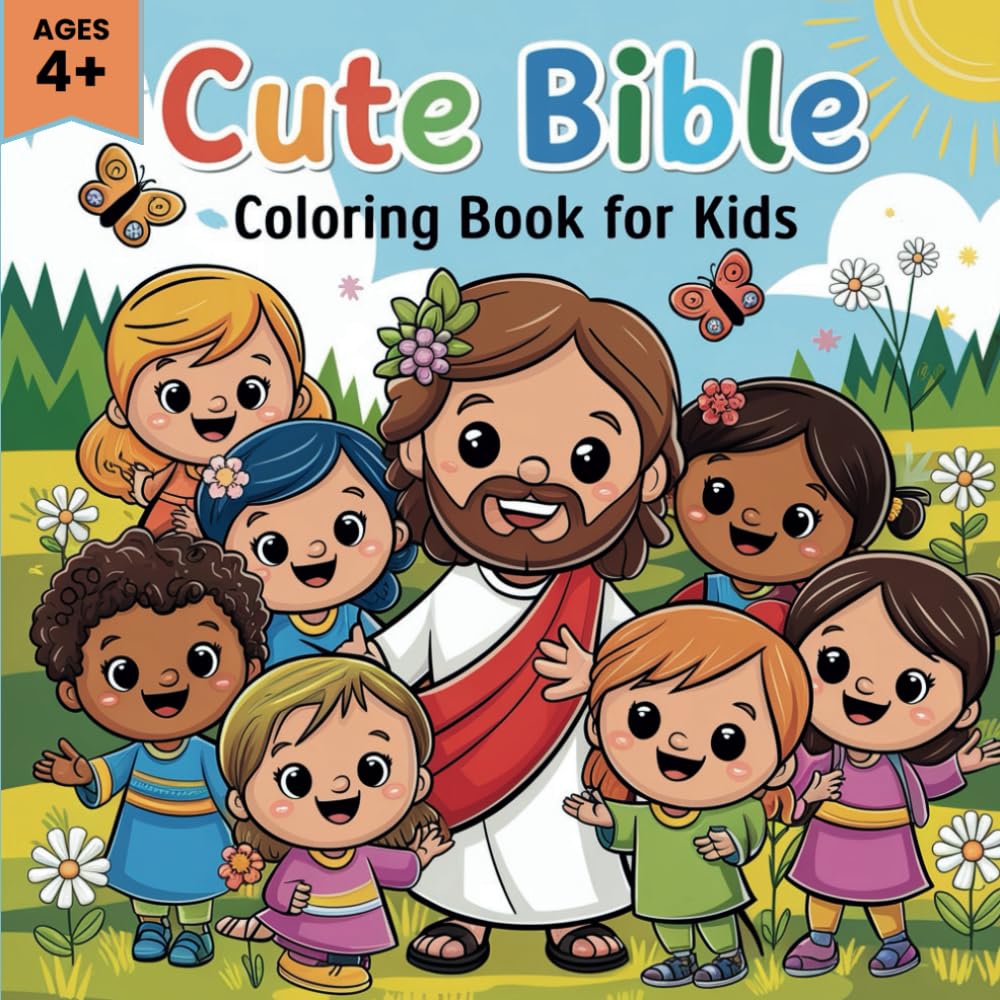 Cute Bible Coloring Book for Kids: 55 faith-filled illustrations to spark joy and inspire young hearts!