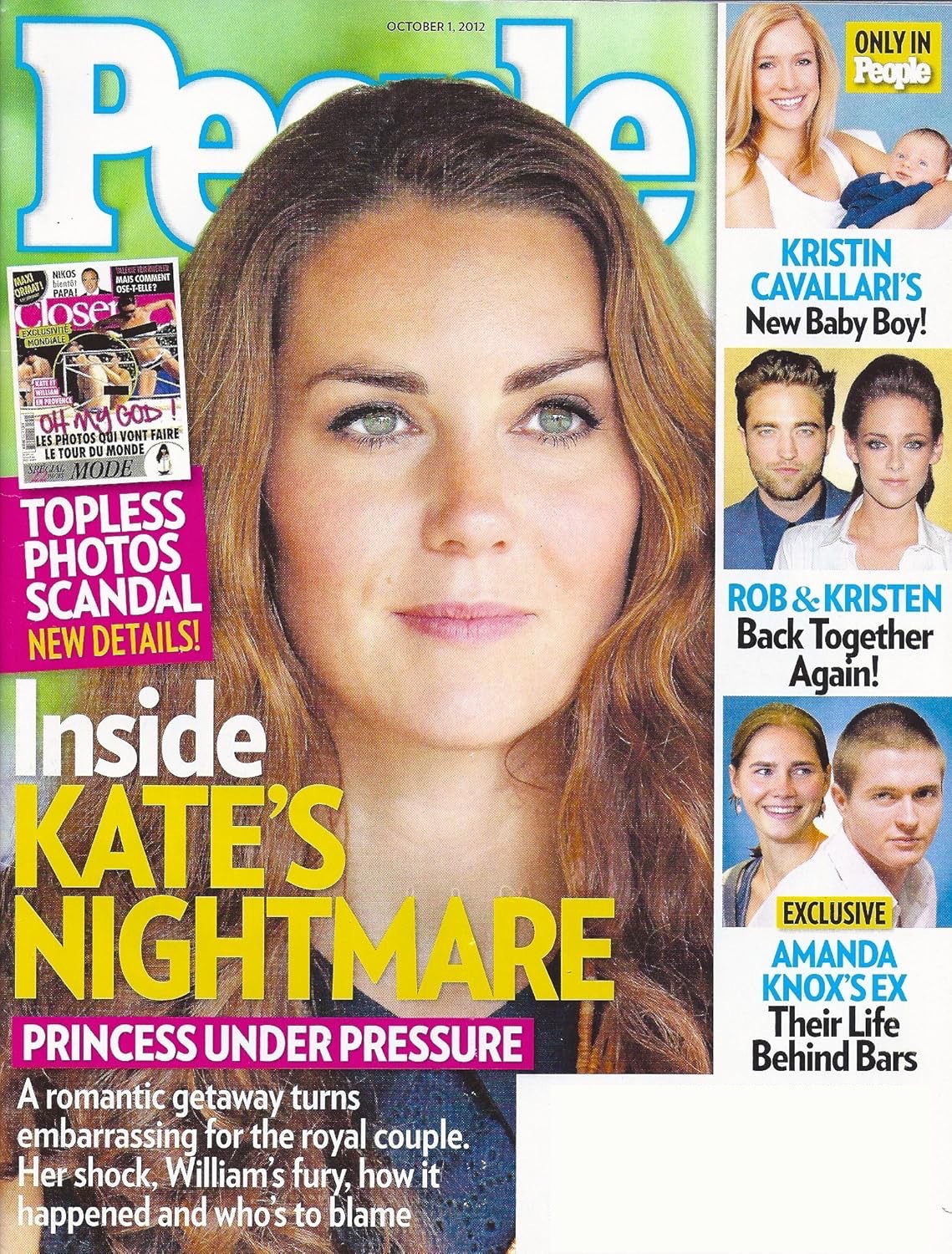 People Magazine October 1, 2012 - Princess Kate, Amanda Knox, Robert Pattinson and Kristen Stewart, Kristin Cavallari