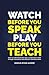 Watch before you Speak, Play before you Teach by Darius Ryan-Kadem