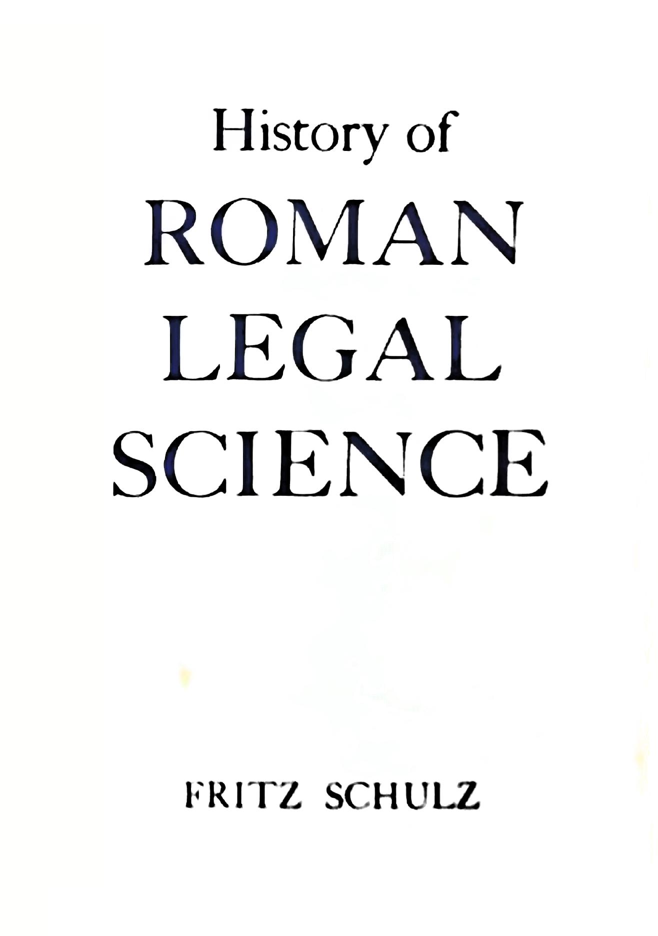 History of Roman Legal Science