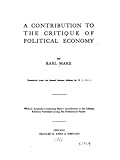 A Contribution to the Critique of Political Economy