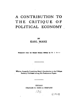 A Contribution to the Critique of Political Economy