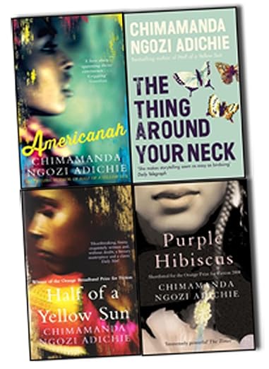Chimamanda Ngozi Adichie P.S. 4 Books Collection Pack Set: Purple Hibiscus, The Thing Around Your Neck, Half of a Yellow Sun, Americana