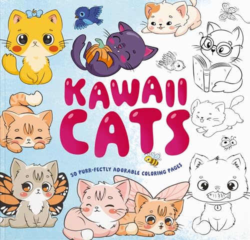 Kawaii Cats: 50 Purr-fectly Adorable Coloring Pages (Paperback)