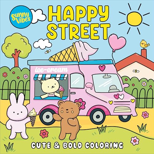 Happy Street Coloring Book – Bold, Uplifting Animal Scenes to Color – 20 Perforated Pages, Thick Art Paper with Built-In Page Shield – Relaxing Gift for Kids, Teens & Adults (Vibes)