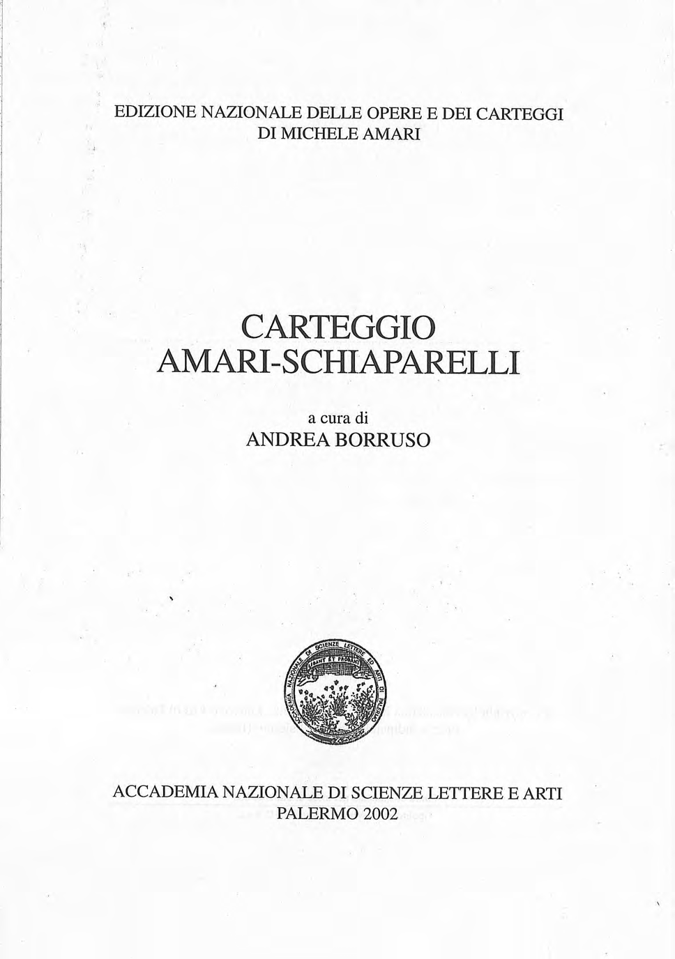 Carteggio Amari-Schiaparelli