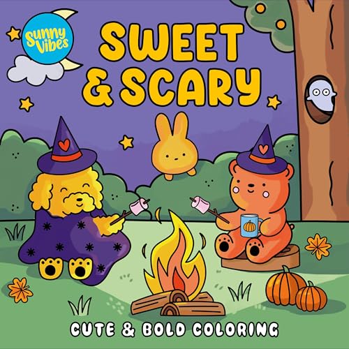 Sweet & Scary Coloring Book – Fun Halloween Scenes to Color – 20 Perforated Pages, Thick Art Paper with Built-In Page Shield – Spooky-Cute Gift for Kids, Teens & Adults (Sunny Vibes)