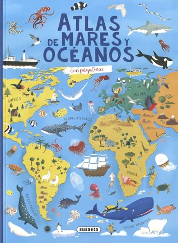 Atlas de mares y océanos con pegatinas (Paperback)