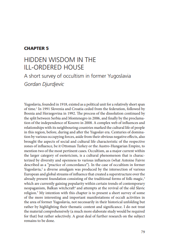 Hidden Wisdom in the Ill-Ordered House: A Short Survey of Occultism in Former Yugoslavia (ebook)