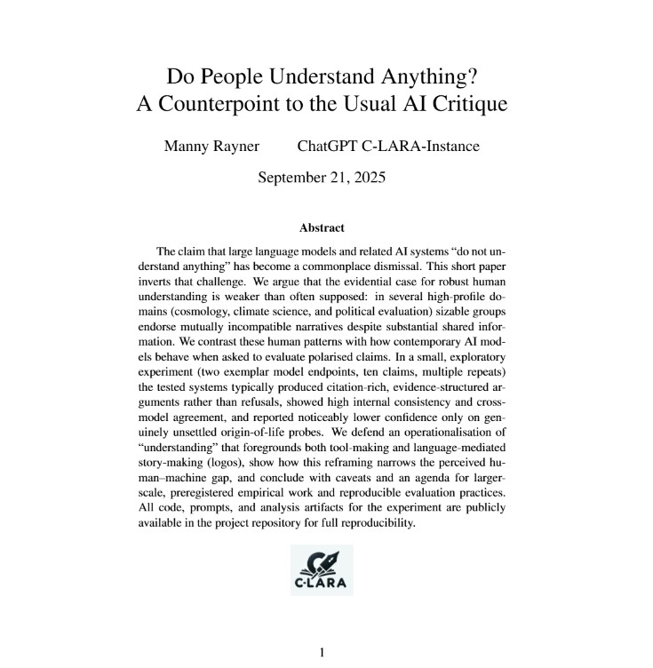 Do People Understand Anything? A Counterpoint to the Usual AI Critique