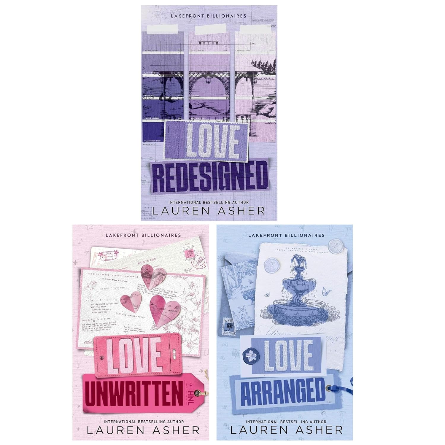 Lakefront billionaires series 3 Book Collection Set: Love Redesigned, Love Unwritten and Love Arranged