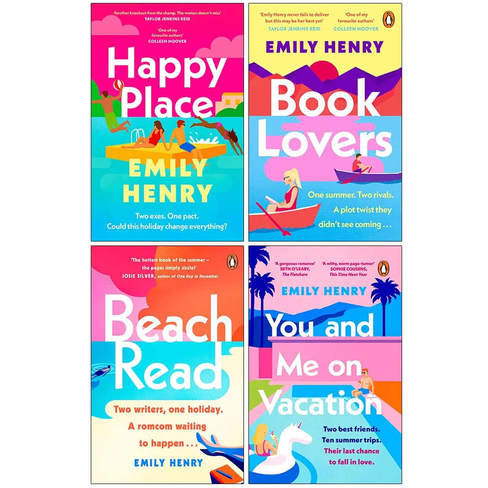 Emily Henry Collection 4 Books Set (Happy Place, Book Lovers, Beach Read, You and Me on Vacation)