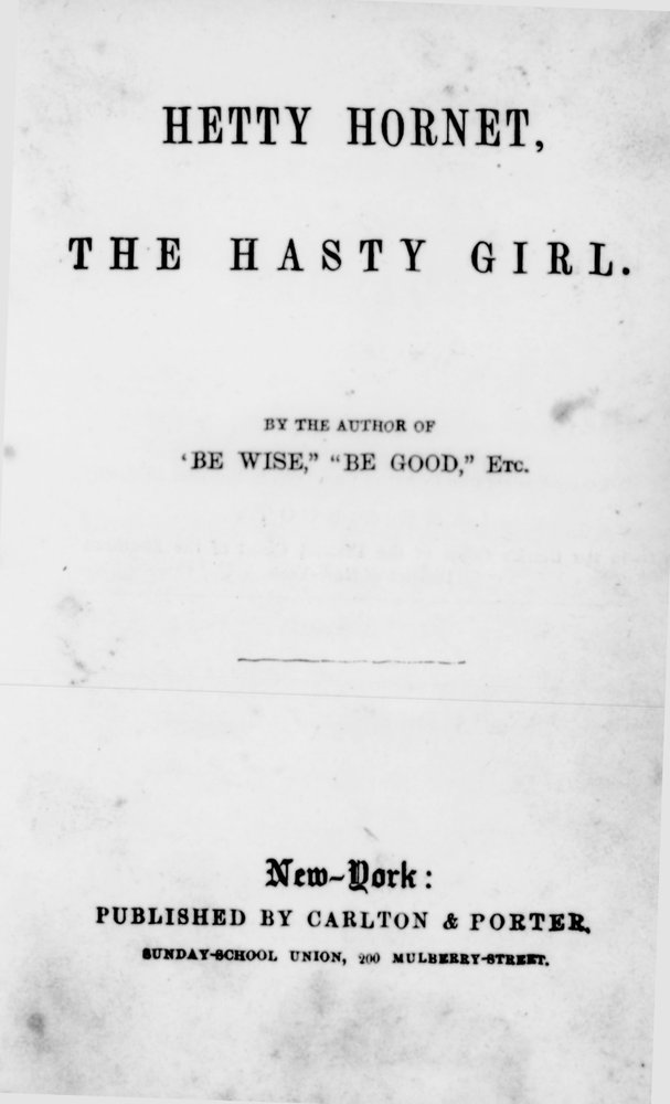 Hetty Hornet, the hasty girl