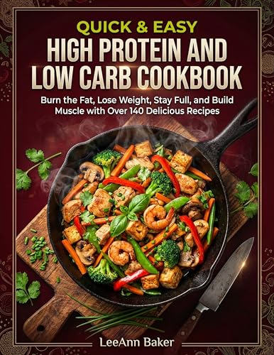 Quick & Easy High Protein and Low Carb Cookbook: Burn the Fat, Lose Weight, Stay Full, and Build Muscle with Over 140 Delicious Recipes (Kindle Edition)