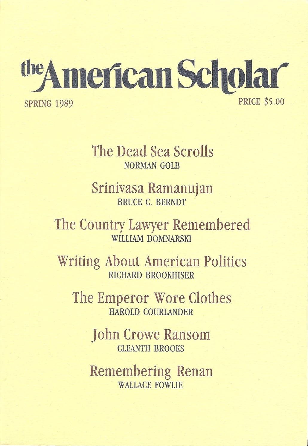 The American Scholar, Volume 58, Issue 2, Spring 1989