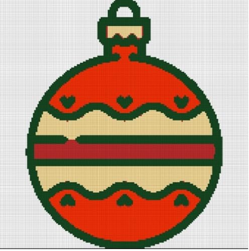 Beginners 14 Count Cross Stitch Pattern Red Christmas Bauble (Kindle Edition)