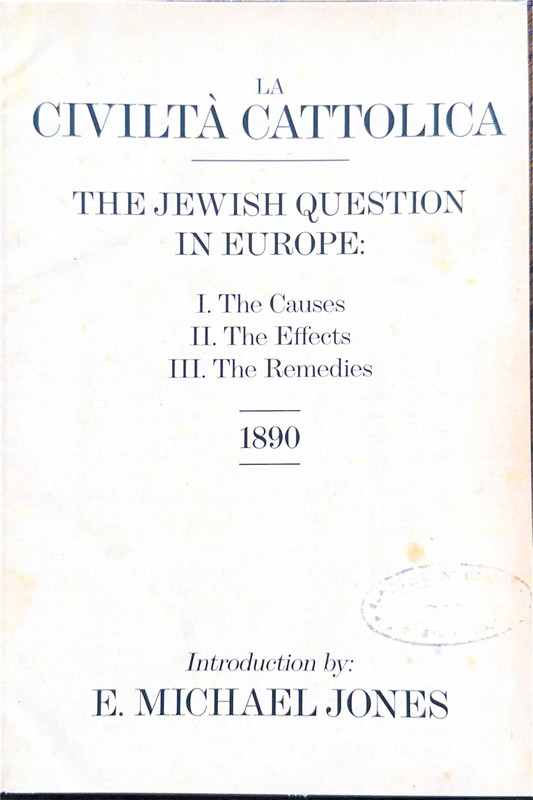 La Civiltà Cattolica: The Jewish Question in Europe