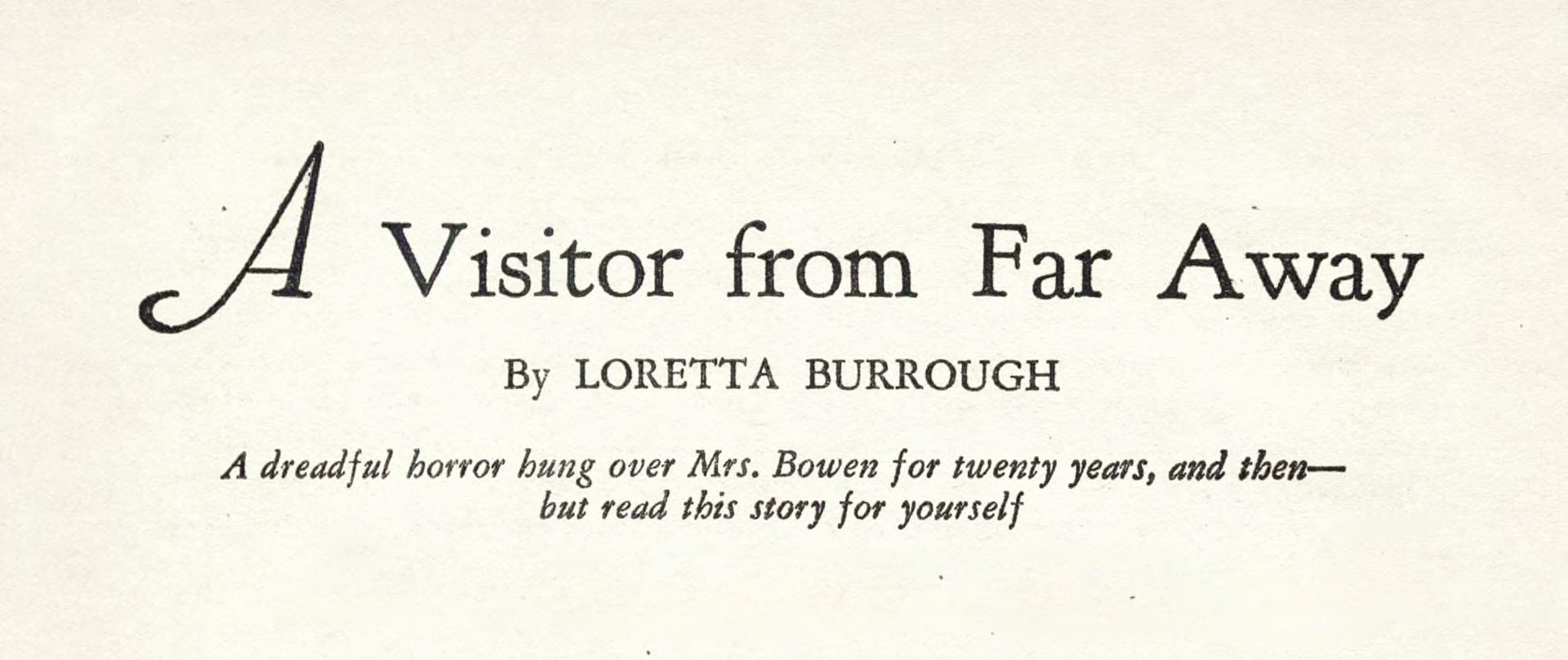 A Visitor From Far Away (Unknown Binding)