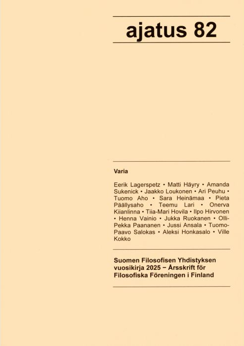 Ajatus 82: Suomen Filosofisen Yhdistyksen vuosikirja 2025