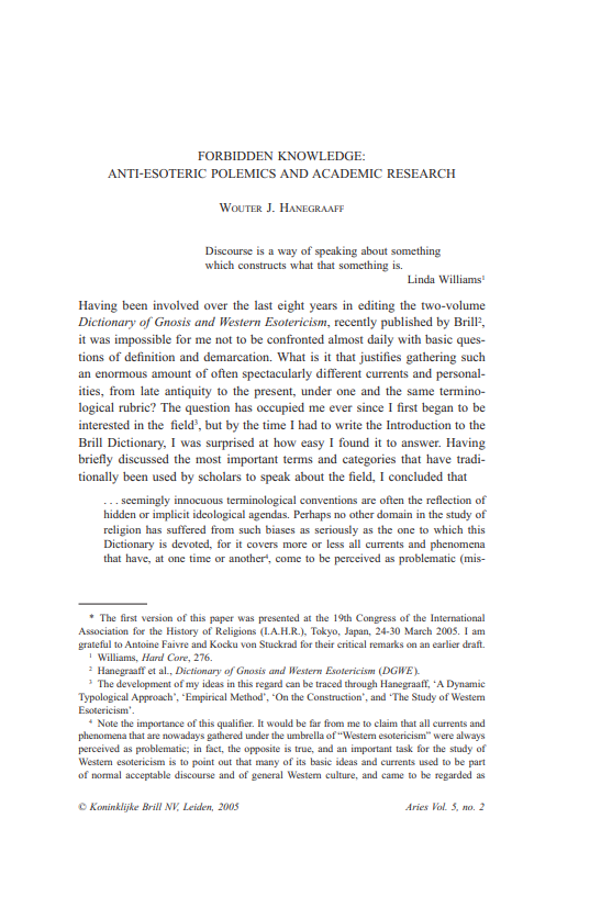 Forbidden Knowledge: Anti-Esoteric Polemics and Academic Research (ebook)