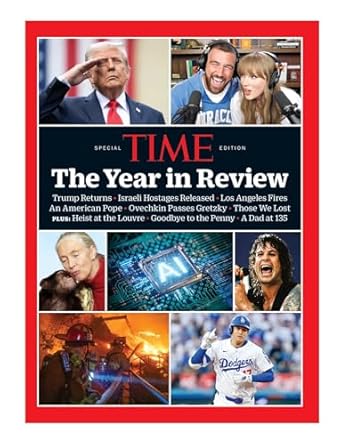 Time Magazine The Year in Review 2025: Donald Trump, Taylor Swift, An American Pope + Free Tomte Elf Gnome Doll Red