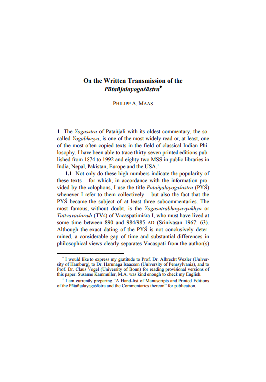 On the Written Transmission of the Pātañjalayogaśāstra (ebook)
