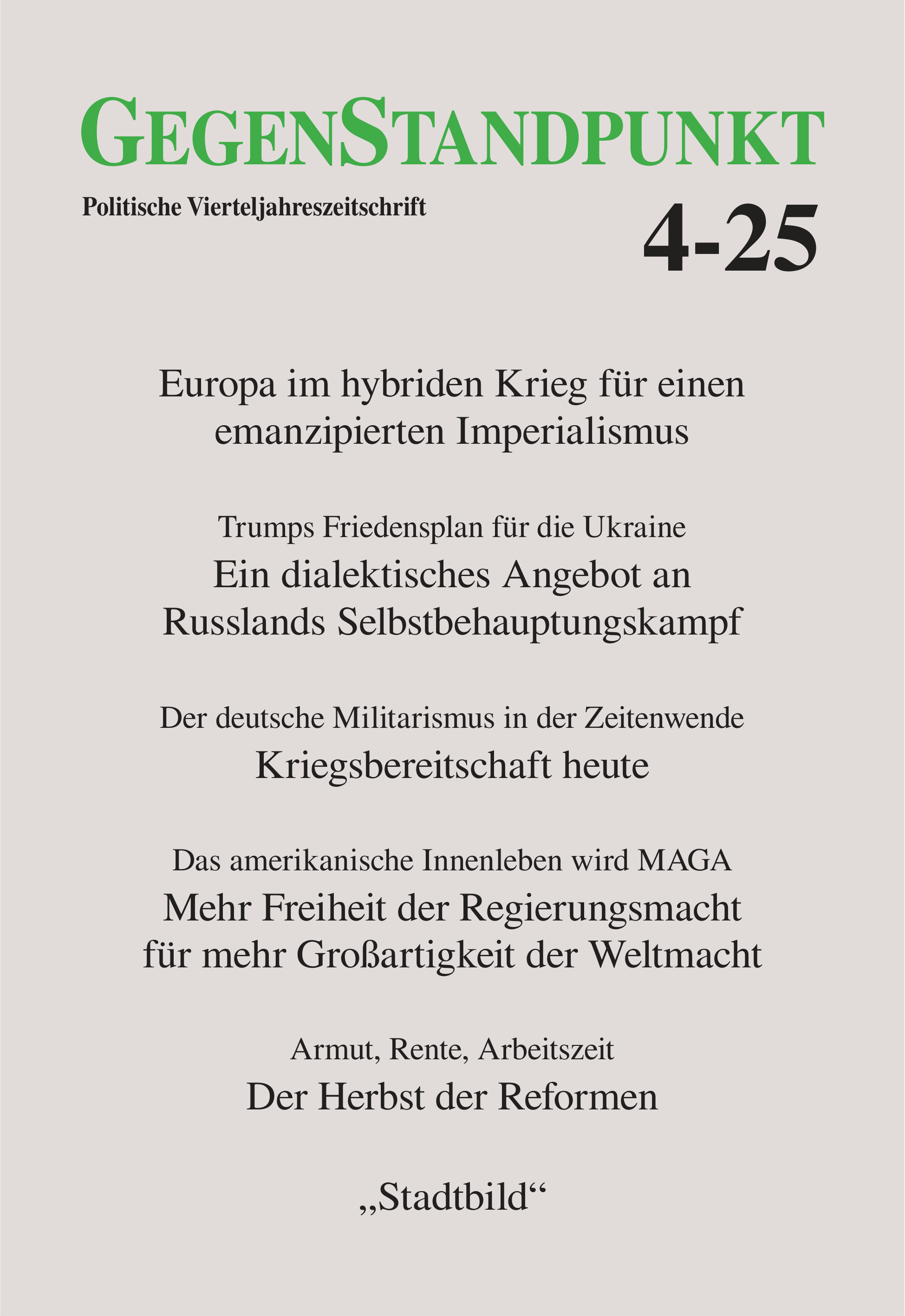 GegenStandpunkt 4-25 Politische Vierteljahreszeitschrift